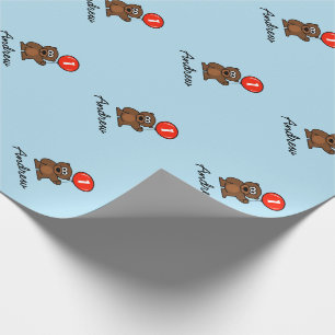 Blue boy 1st Birthday teddy bear wrappingpaper
