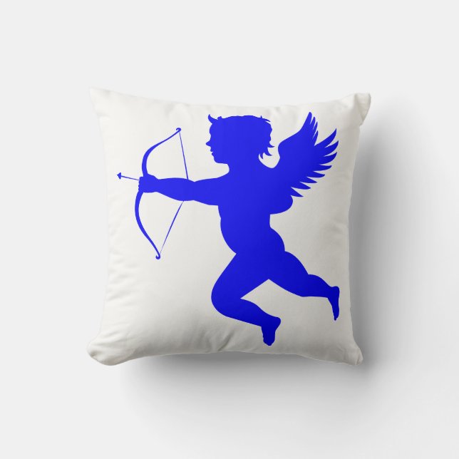 Blue Boy Angel Throw Pillow (Front)