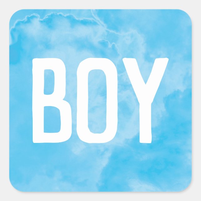 Blue Boy Baby Gender Reveal Smoke Bomb Party Square Sticker (Front)