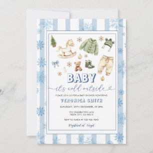 Blue Boy Baby It’s Cold Outside Baby Shower Invitation