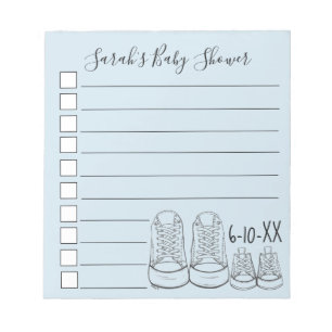 Blue Boy Baby Shoes Shower Personalised To Do List Notepad