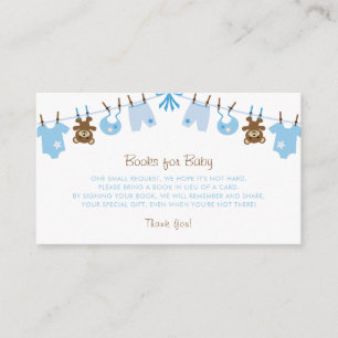Blue Boy Baby Shower Books for Baby Enclosure Card