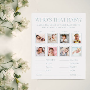 Blue Boy Baby Shower Guess the Baby Photo Game