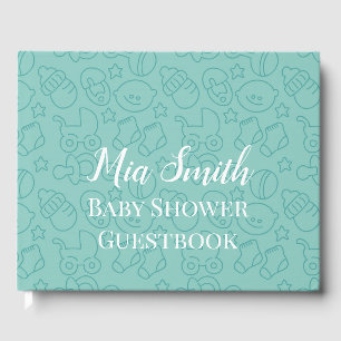 Blue boy baby shower guest book