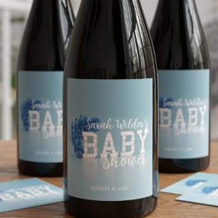 Blue Boy Baby Shower Party Wine Label