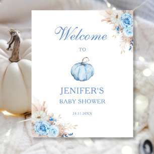 Blue Boy Baby Shower Pumpkin Welcome Sign