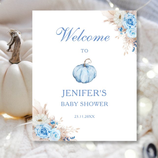Blue Boy Baby Shower Pumpkin Welcome Sign (Creator Uploaded)