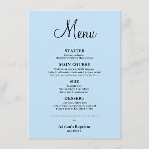 Blue Boy Baptism Menu