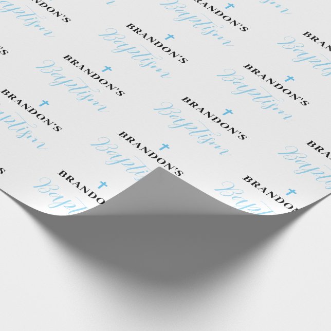 Blue Boy Baptism Wrapping Paper (Corner)