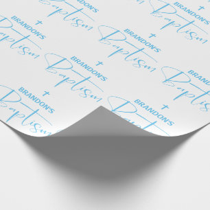 Blue Boy Baptism Wrapping Paper