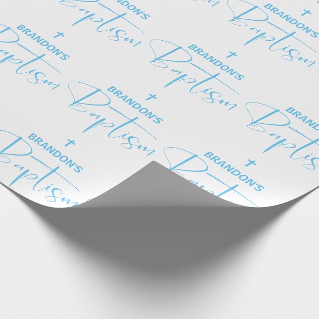 Blue Boy Baptism Wrapping Paper (Corner)