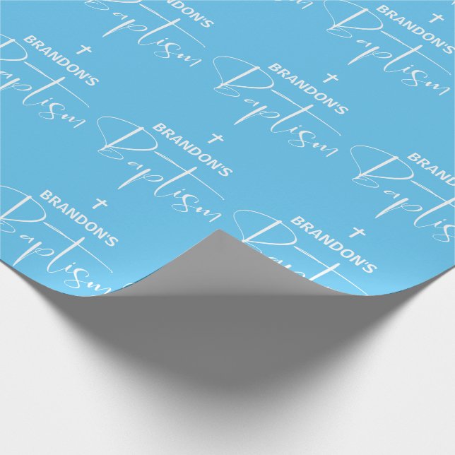 Blue Boy Baptism Wrapping Paper (Corner)