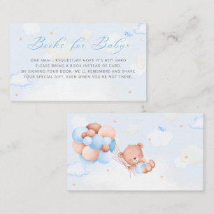 Blue Boy Boho Teddy Bear Balloon Books for Baby Enclosure Card