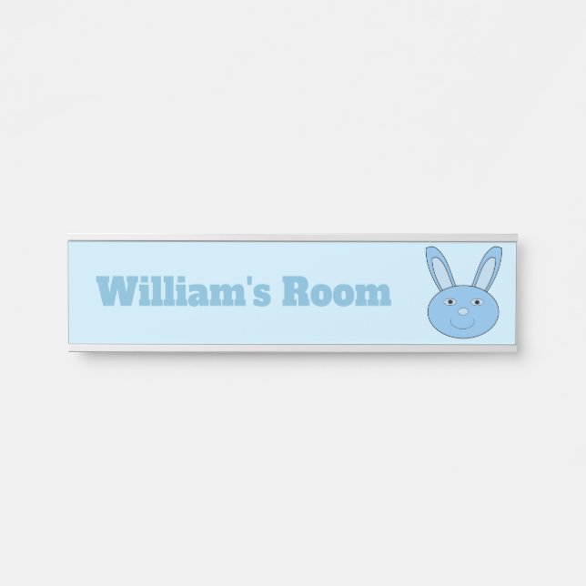 Blue Boy Bunny Face Spring Easter Custom Door Sign (Front)