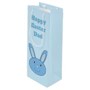 Blue Boy Bunny Face Spring Easter Custom Wine Gift Bag