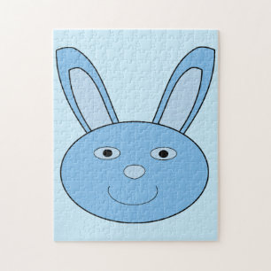 Blue Boy Bunny Face Spring Easter Jigsaw Puzzle
