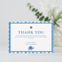 Blue Boy Cute Elephant Thank You Baby Shower