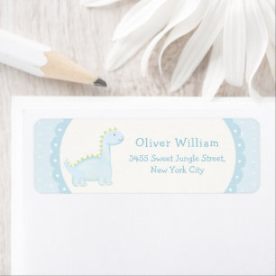 Blue Boy Dinosaur Baby Shower Return Address