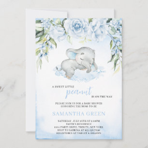 Blue Boy Elephant Baby Shower Invitation