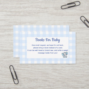 Blue Boy Elephant Books for Baby Shower Enclosure Business Card