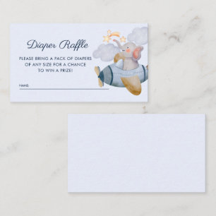 Blue Boy Elephant Plane Diaper Raffle Baby Shower Enclosure Card