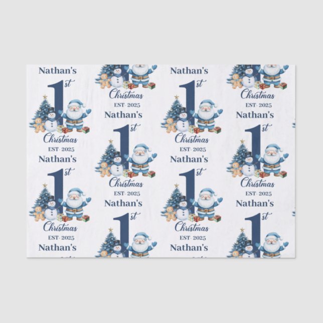 Blue Boy First Christmas  Tissue Paper (Front)