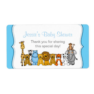 Blue boy Jungle Animals Water Bottle Favour