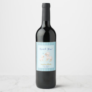 Blue Boy Lamb Baby Shower Wine Label