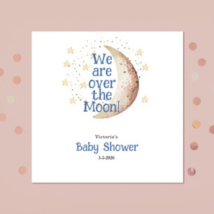 Blue Boy Moon Baby Shower Paper Napkin