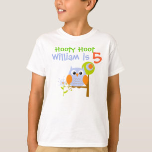 Blue Boy Owl Personalised Birthday T-shirt