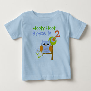 Blue Boy Owl Personalised Birthday T-shirt