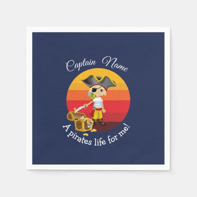 Blue Boy Party Pirate  Napkin (Front)