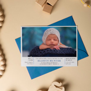 Blue Boy Post Birth Baby Shower Photo Sip & See Invitation