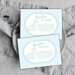 Blue Boy Prehistoric Dinosaur Books Baby Shower Enclosure Card