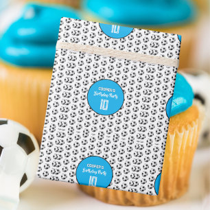 Blue Boy Soccer Birthday Party Wrapping Paper