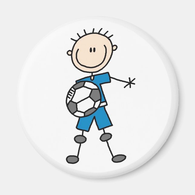 Blue Boy Soccer Player Magnet (Front)