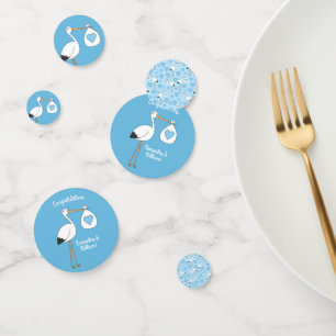 Blue Boy Stork Baby Shower Confetti