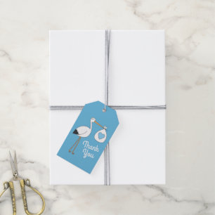 Blue Boy Stork Baby Shower Gift Tags