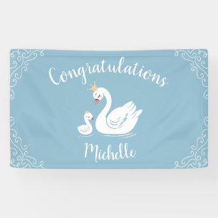 Blue Boy Swan Baby Shower Banner