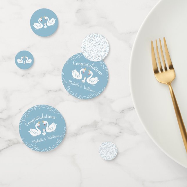 Blue Boy Swan Baby Shower Confetti (Group)