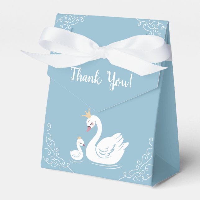 Blue Boy Swan Baby Shower Favour Box (Front Side)