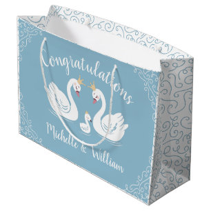 Blue Boy Swan Baby Shower Large Gift Bag