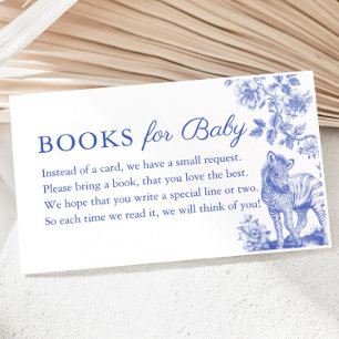 Blue Boy Toile Safari Books for Baby Shower Enclosure Card