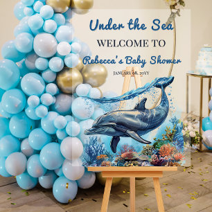 Blue Boy Under the Sea Baby Shower Welcome Acrylic Sign