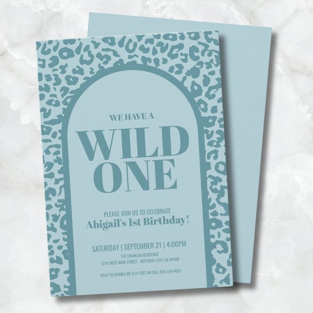 Blue Boy Wild One 1st Birthday Party Invitation (Blue Boy Wild One 1st Birthday Party Invitation)
