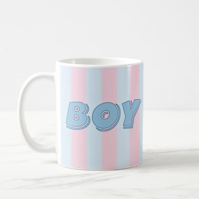 Blue Boy with Pink Stripes Coffee Mug (Left)