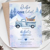 Blue Boy Woodland Winter Truck Onederland Birthday