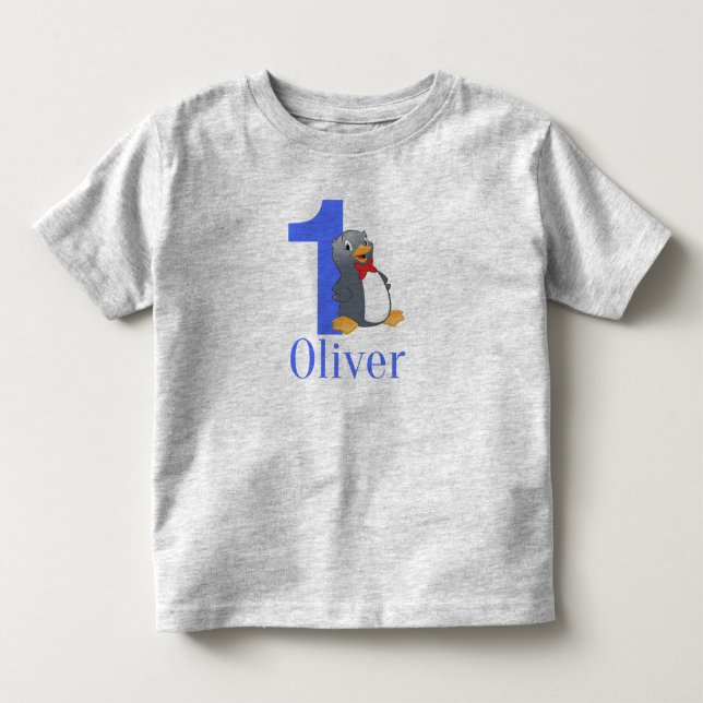 Blue Boys 1st Birthday - Oliver Birthday Toddler T-Shirt (Front)