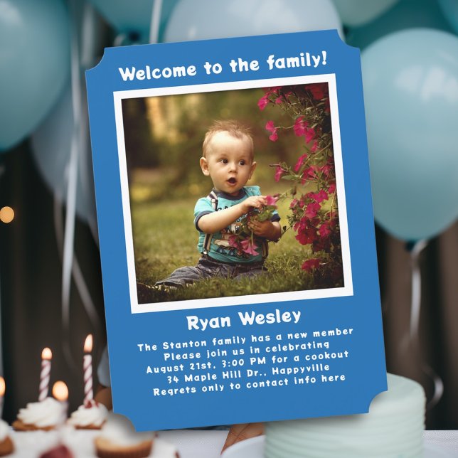 Blue Boys Adoption Party Photo Invitation (Creator Uploaded)