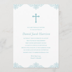 Blue Boys Baptism/Christening Invitation